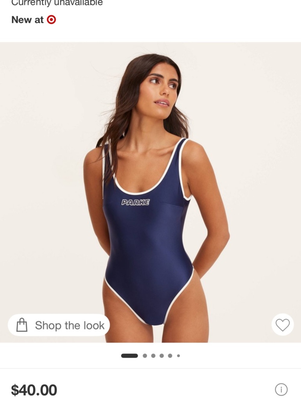 Parker Navy One-Piece Swimsuit with White Trim Accents